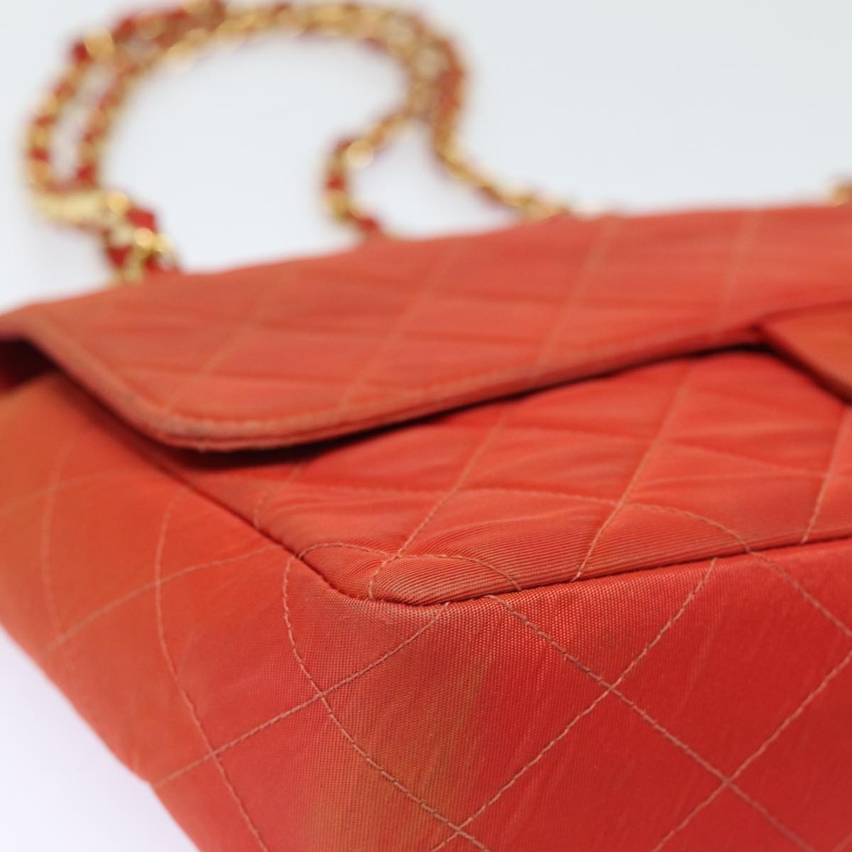 CHANEL Matelasse Chain Shoulder Bag Nylon Orange CC 84479