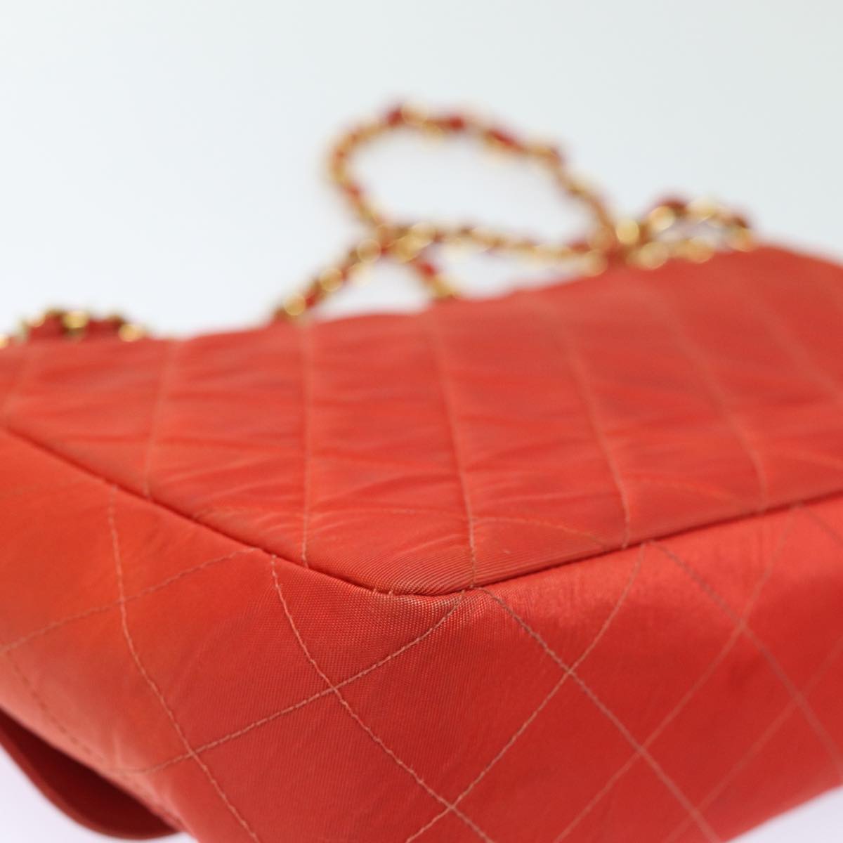 CHANEL Matelasse Chain Shoulder Bag Nylon Orange CC 84479
