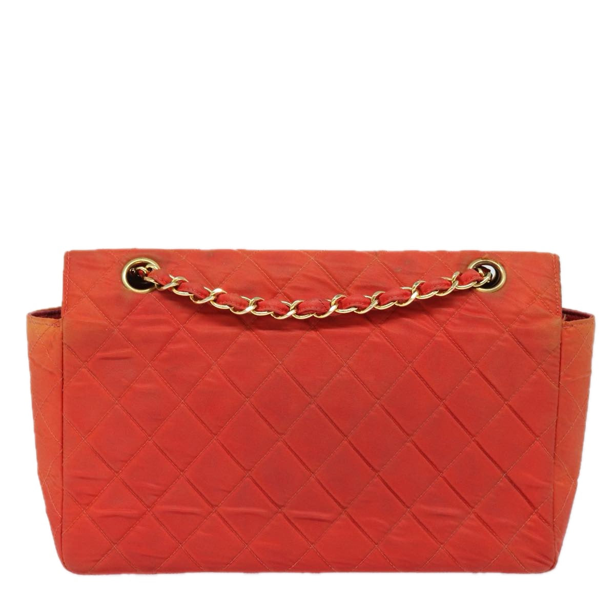 CHANEL Matelasse Chain Shoulder Bag Nylon Orange CC 84479