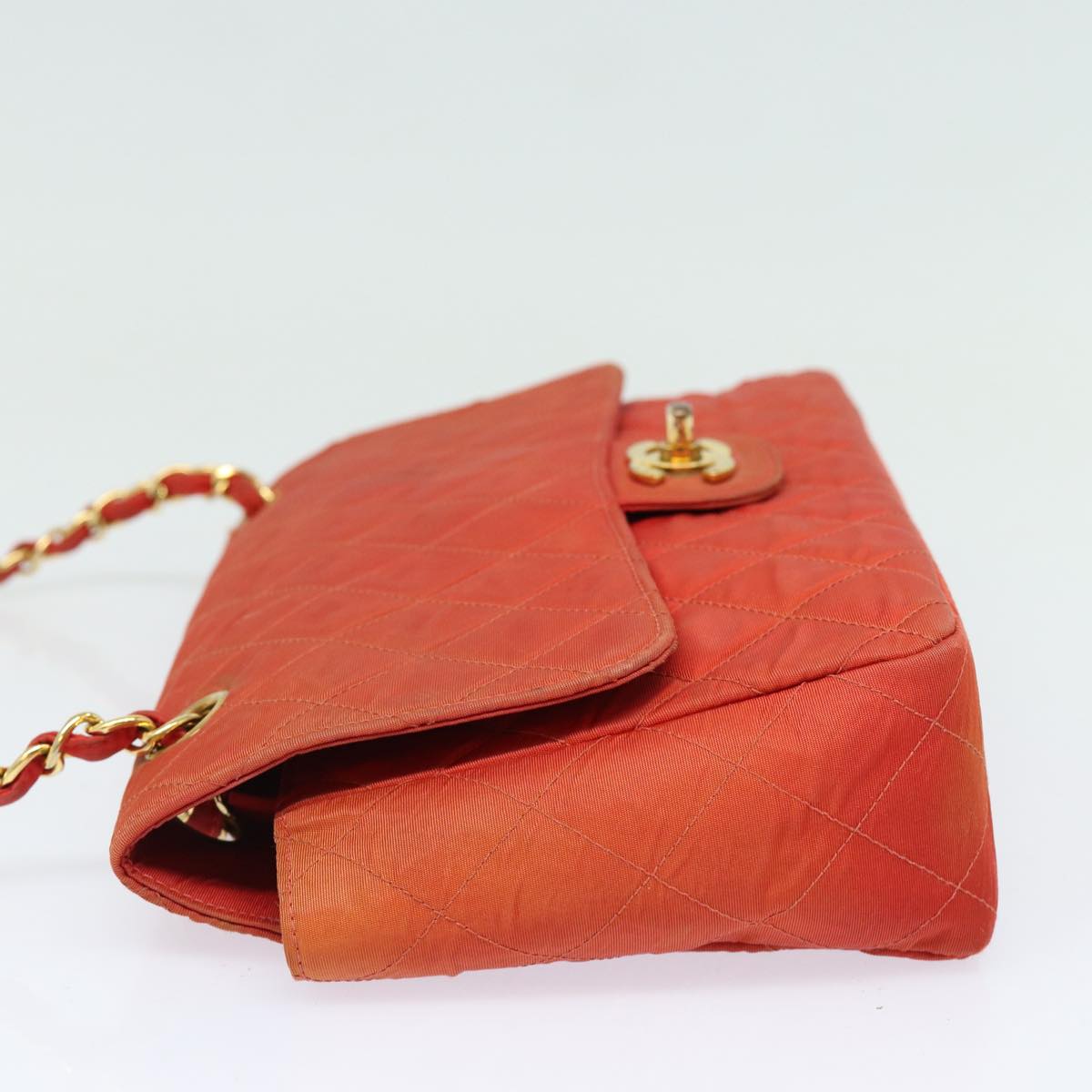 CHANEL Matelasse Chain Shoulder Bag Nylon Orange CC 84479