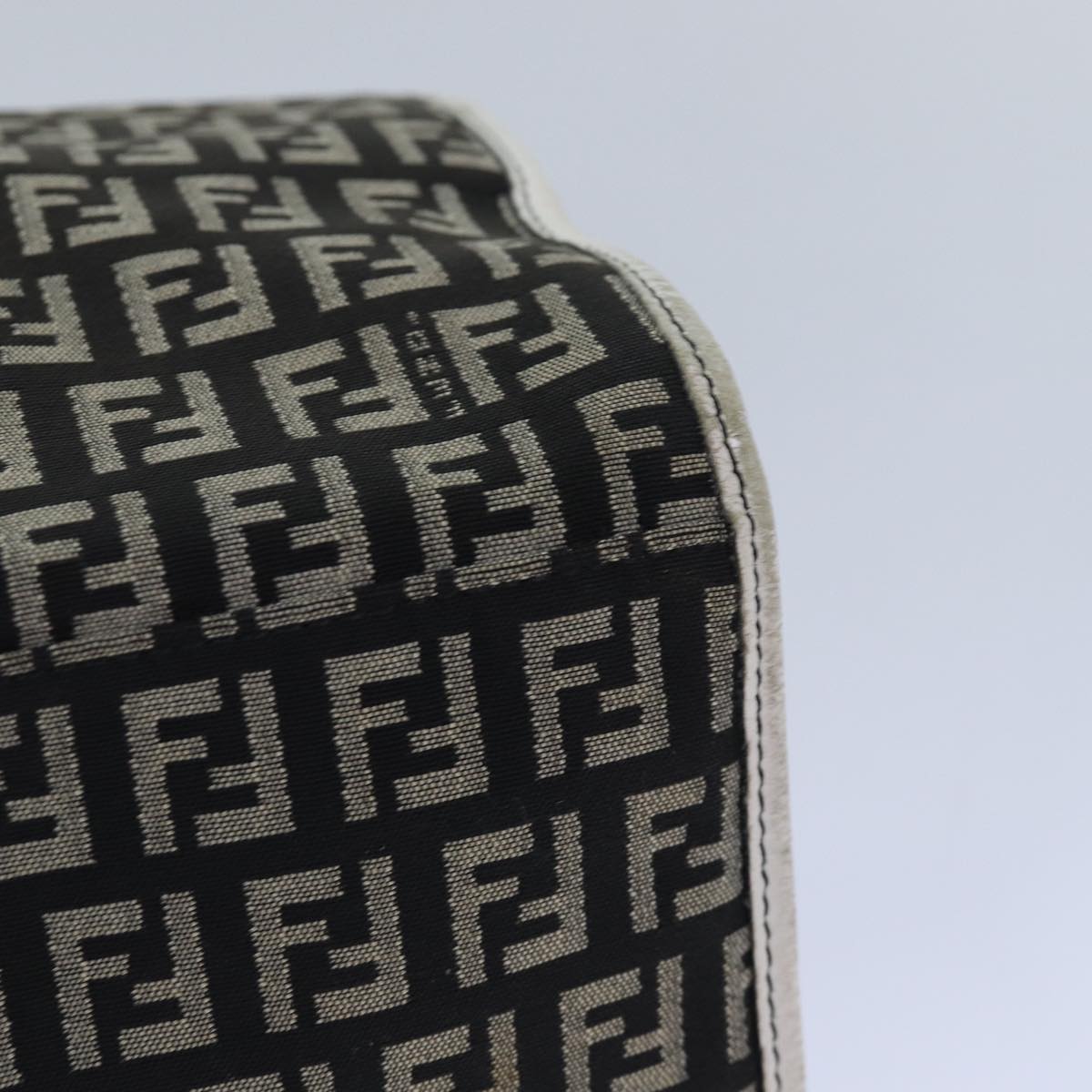 FENDI Zucchino Canvas Tote Bag Brown Gold 84553