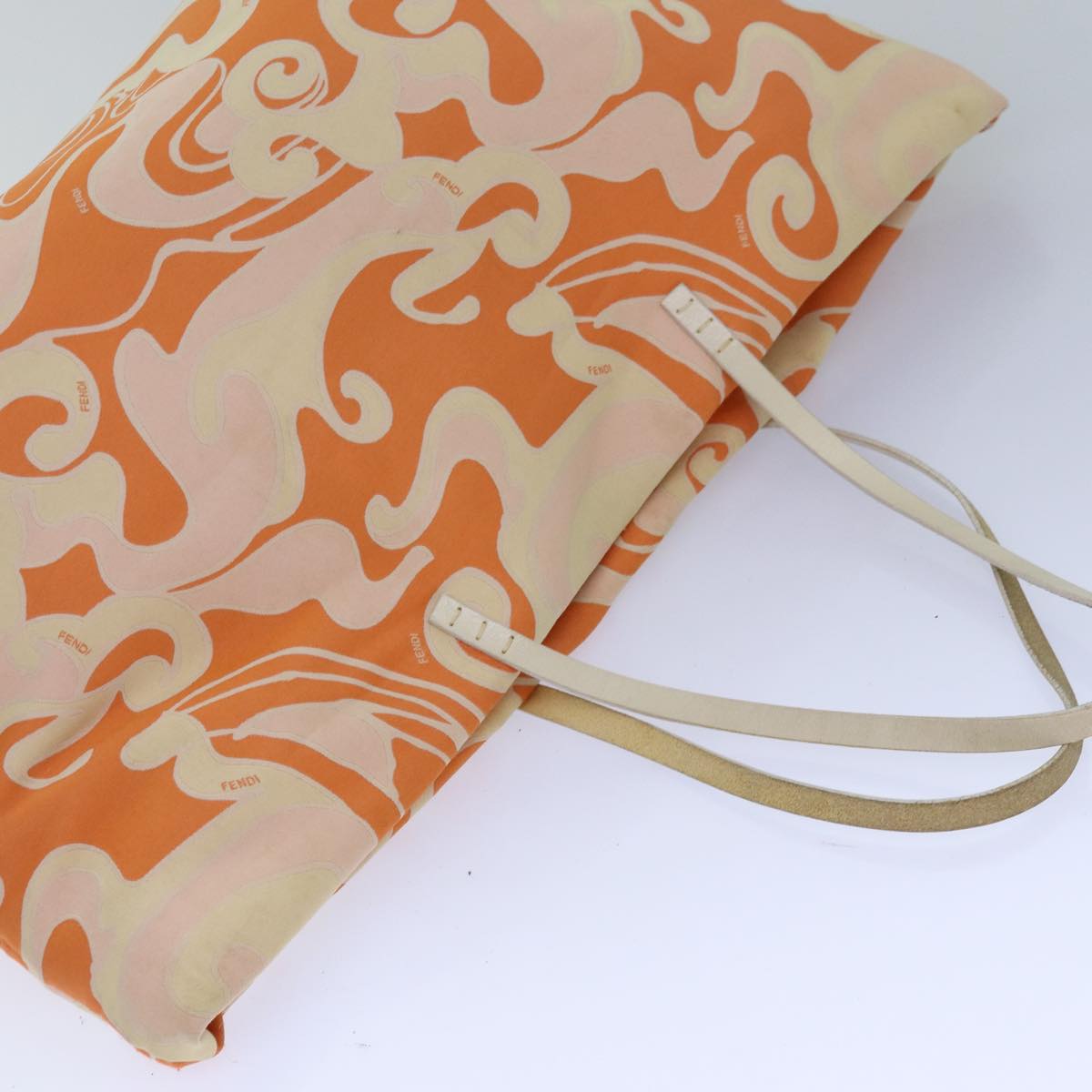 FENDI Tote Bag Canvas Orange Gold 84555