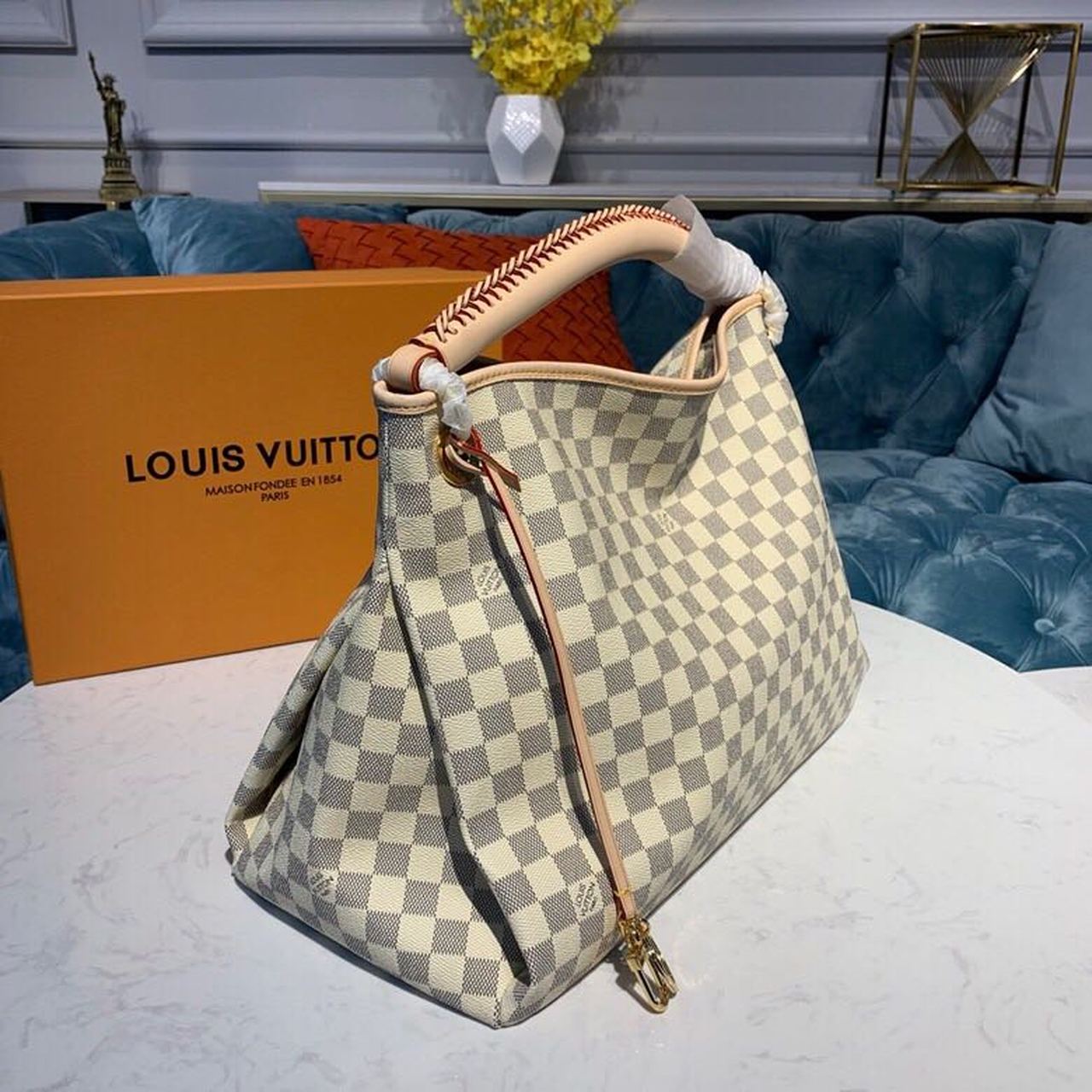 LV Artsy MM Damier Azur Canvas For Women, WomenÃ¢â‚¬â„¢s Handbags 16.1in/41cm LV N40253