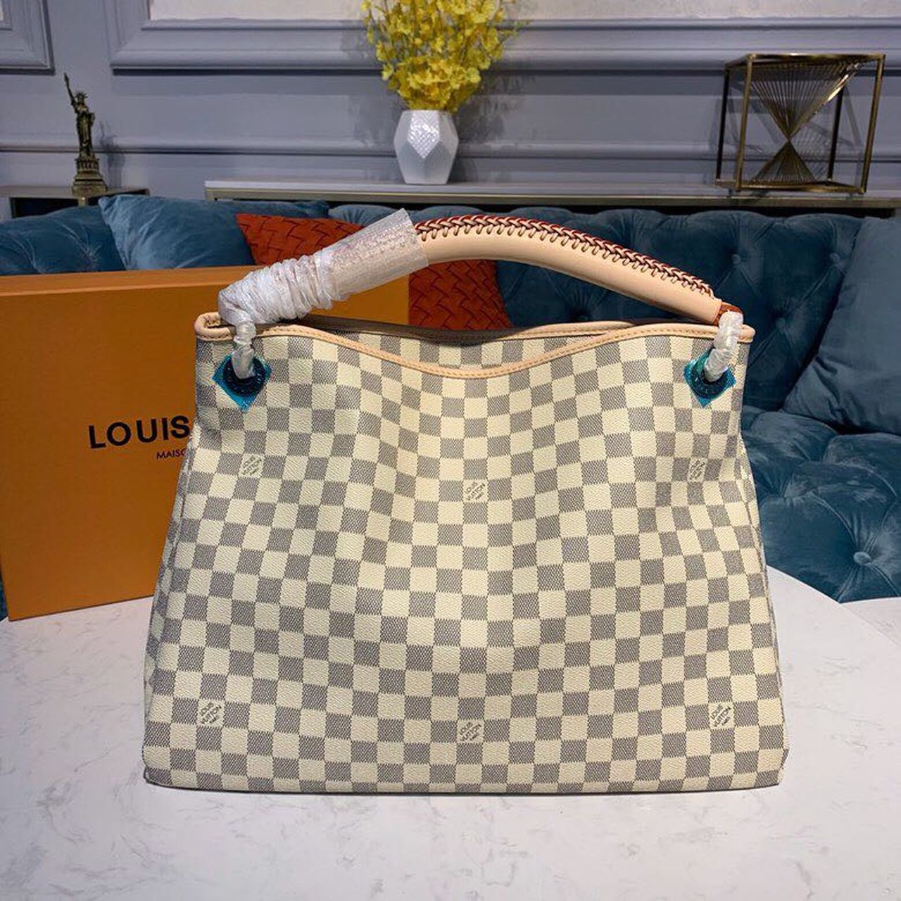 LV Artsy MM Damier Azur Canvas For Women, WomenÃ¢â‚¬â„¢s Handbags 16.1in/41cm LV N40253