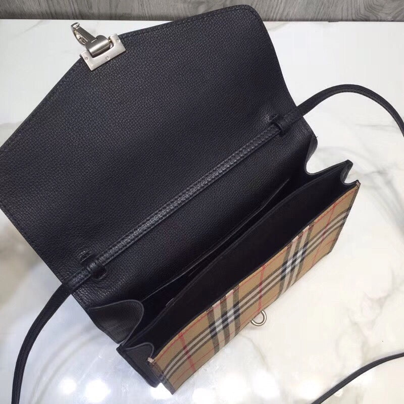 GLAMI Small Vintage Check And Crossbody Bag Black For Women, Bags 9in/24cm