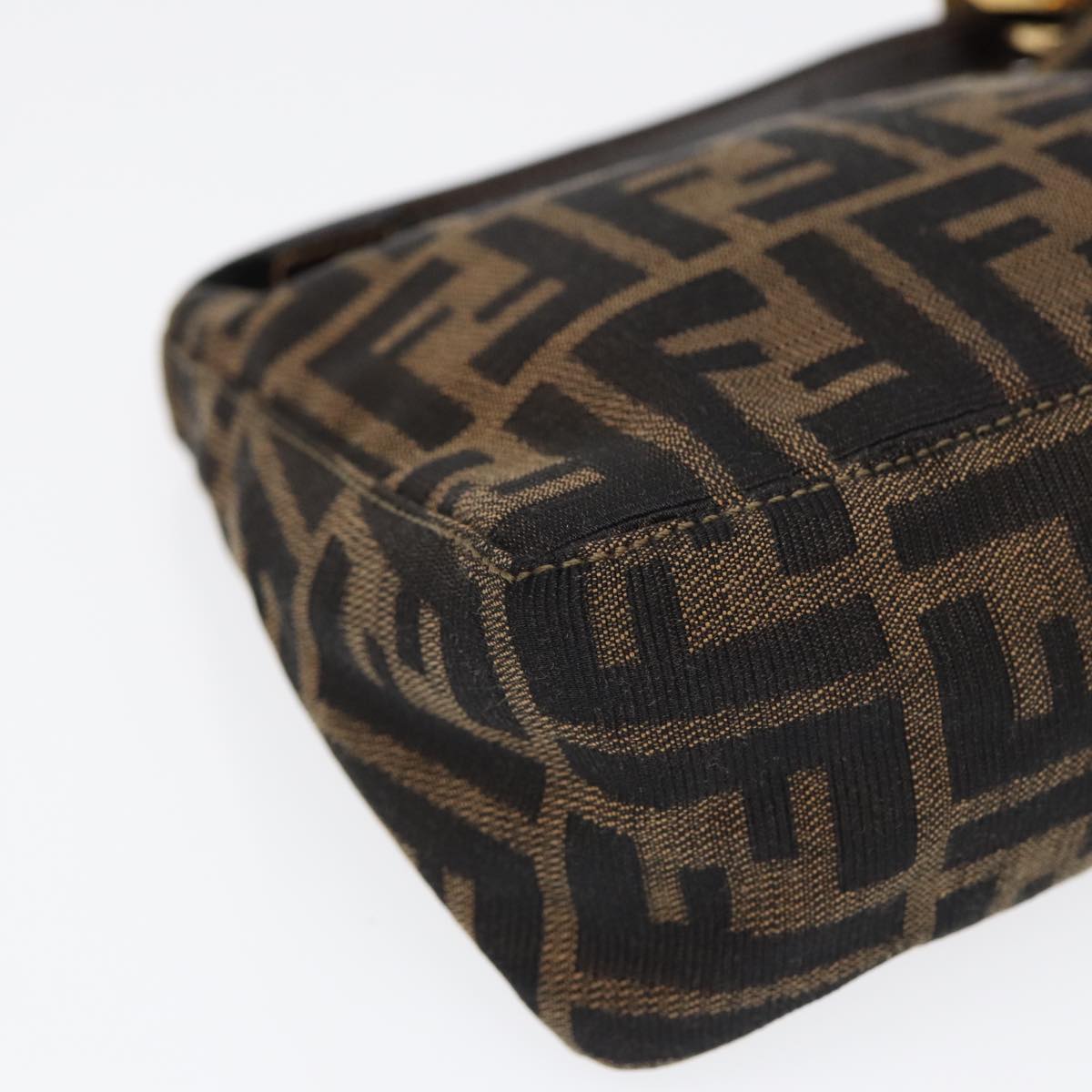 FENDI Zucca Canvas Hand Bag Brown Black gold 84622