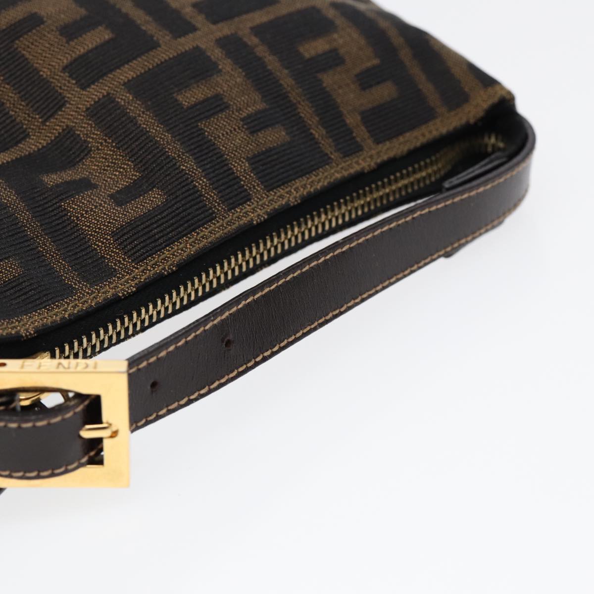 FENDI Zucca Canvas Hand Bag Brown Black gold 84622