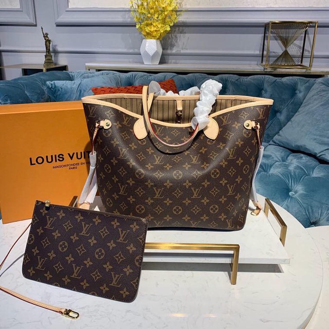 LV Neverfull MM Tote Bag Monogram Canvas For Women, WomenÃ¢â‚¬â„¢s Handbags, Shoulder Bags 12.6in/32cm LV M40995