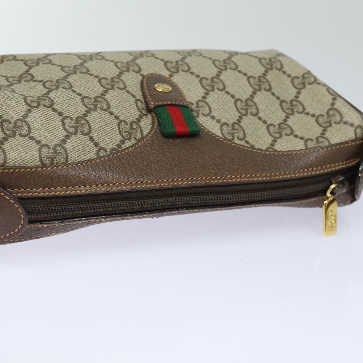 GUCCI GG Supreme Web Sherry Line Shoulder Bag PVC Beige Red 89 02 018 84751