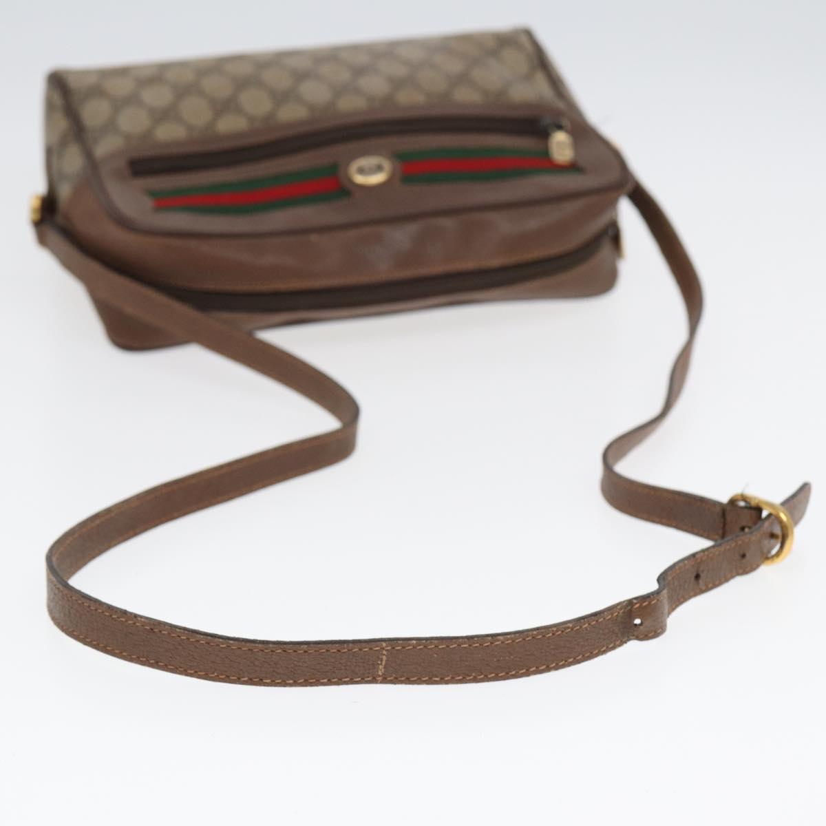 GUCCI GG Supreme Web Sherry Line Shoulder Bag PVC Beige Red 56 02 088 84753