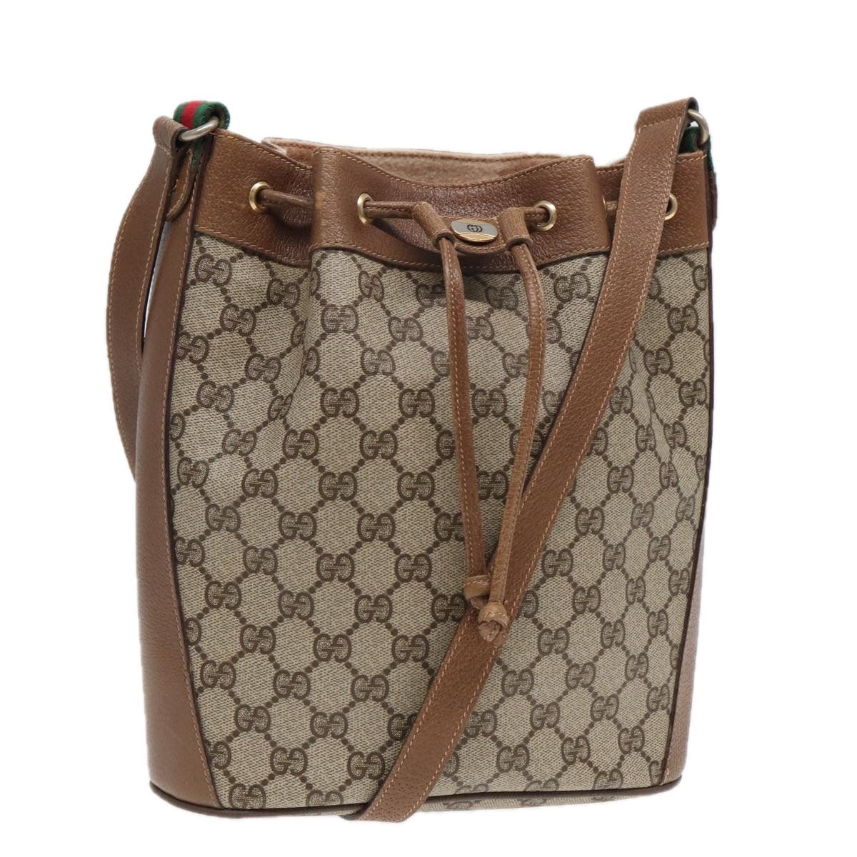 GUCCI GG Supreme Web Sherry Line Shoulder Bag PVC Beige 72 02 034 84766