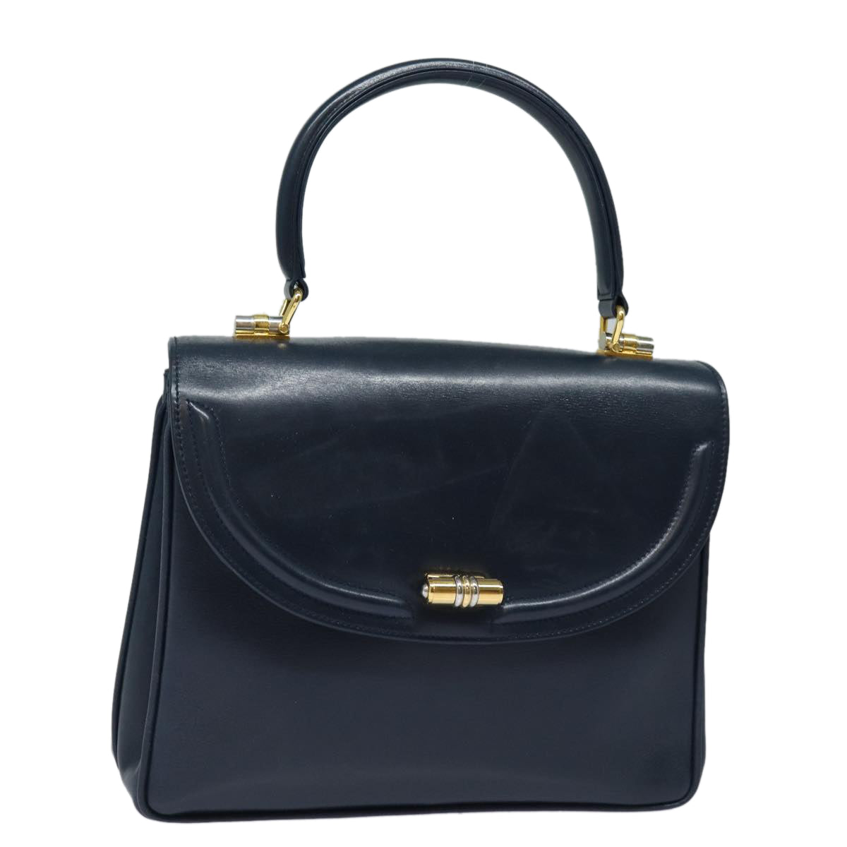 GUCCI Hand Bag Leather Navy 84810
