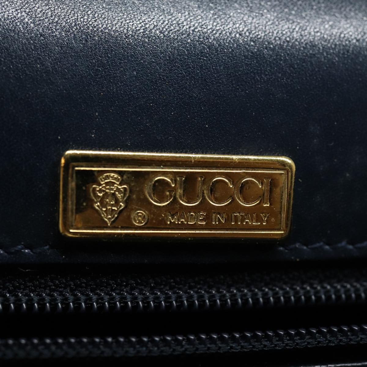 GUCCI Hand Bag Leather Navy 84810