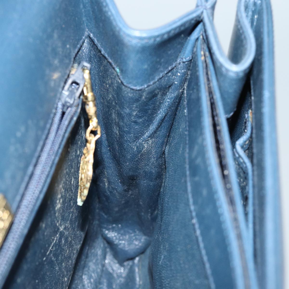 GUCCI Hand Bag Leather Navy 84810