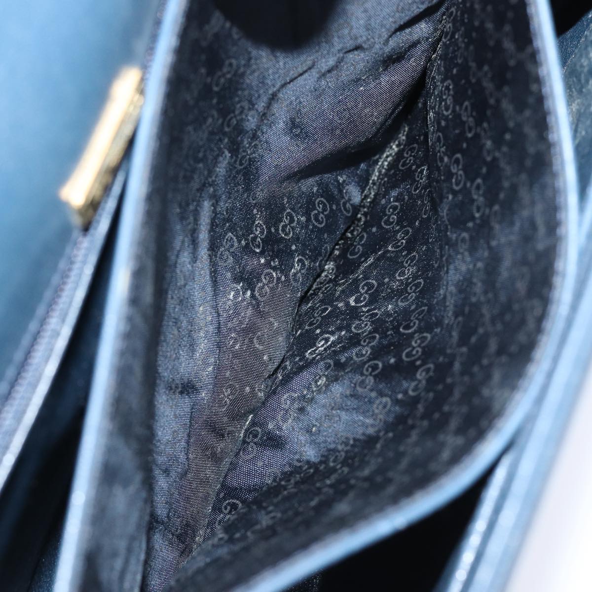 GUCCI Hand Bag Leather Navy 84810
