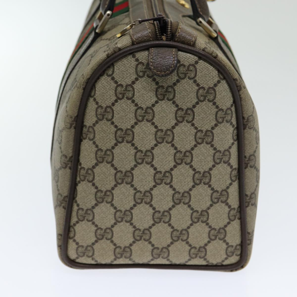 GUCCI GG Supreme Web Sherry Line Boston Bag PVC Beige Red 40 02 007 84924