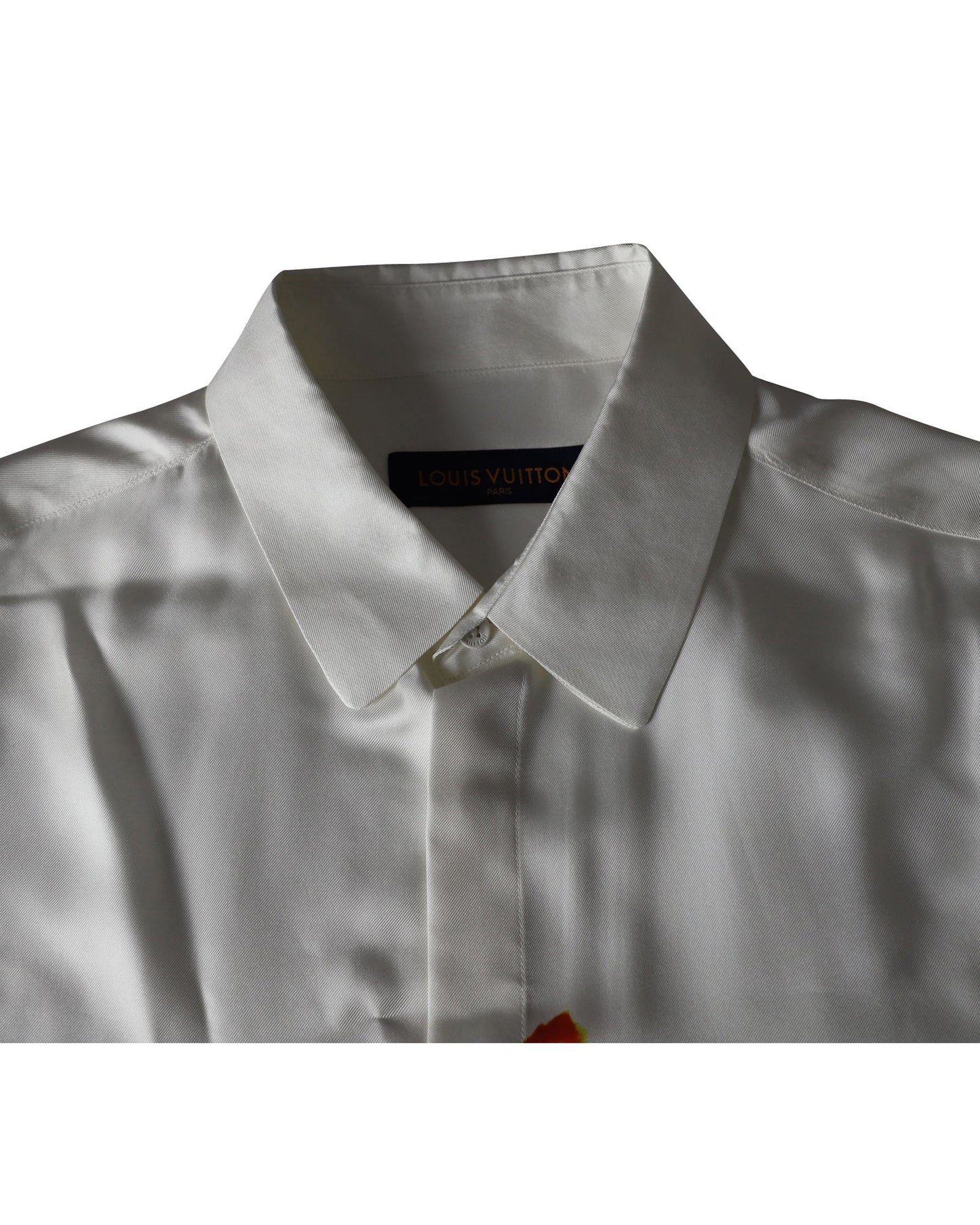 Louis Vuitton Painted Flower Dress Shirt in White Silk