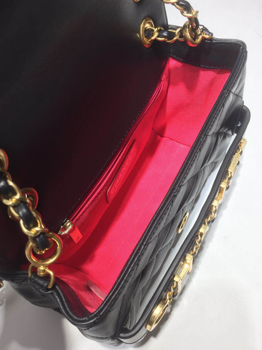 CHLFront Logo Small GlamIap Bag Gold Hardware Black For Women Handbags, Shoulder Bags 8.2in/21cmAS1490