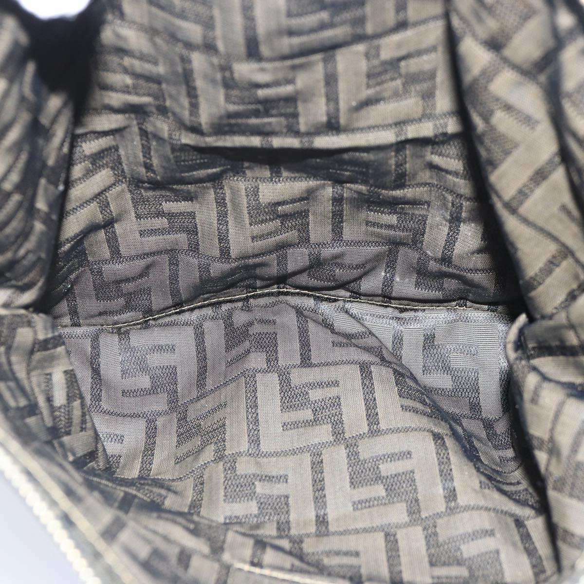 FENDI Zucca Canvas Clutch Bag Brown Black gold 85411