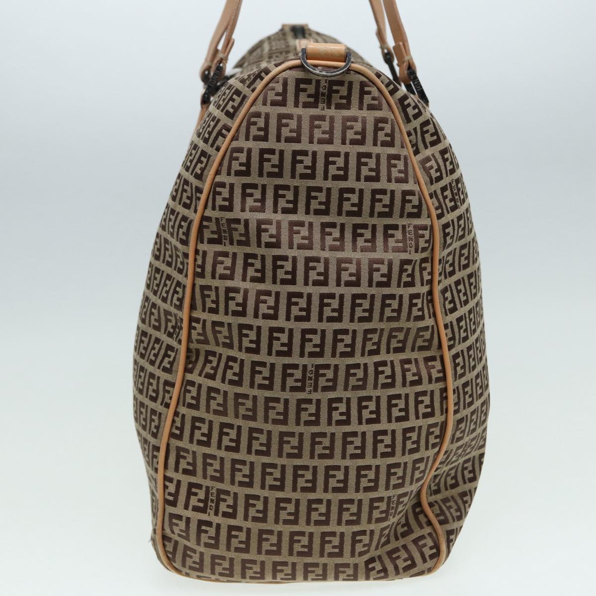 FENDI Zucchino Canvas Boston Bag 2way Beige Brown 85464