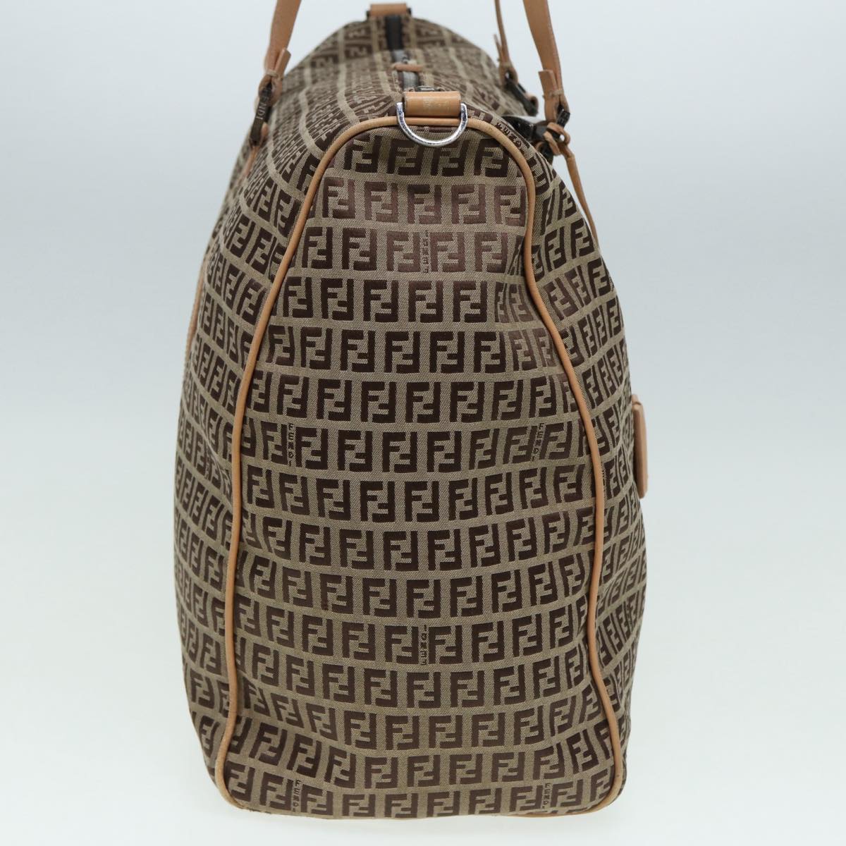 FENDI Zucchino Canvas Boston Bag 2way Beige Brown 85464