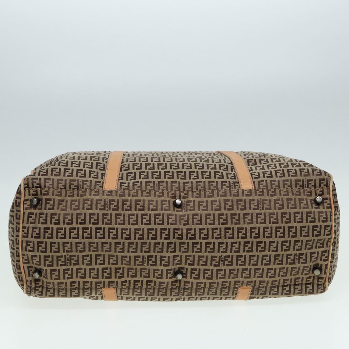 FENDI Zucchino Canvas Boston Bag 2way Beige Brown 85464