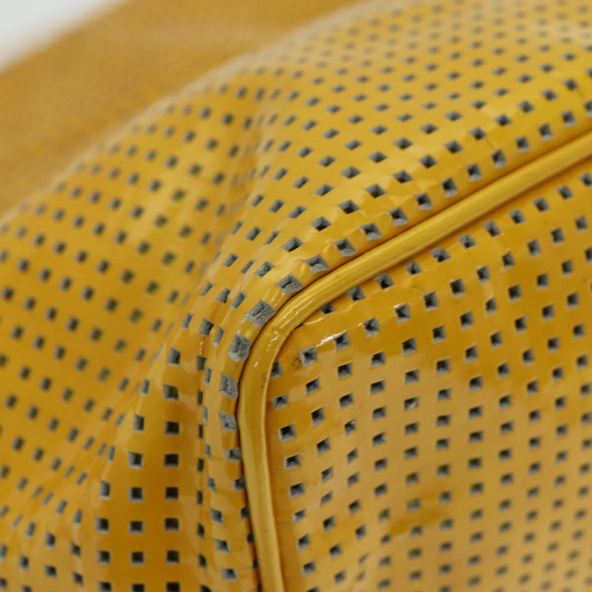 FENDI Hand Bag Enamel Yellow White Silver 85528
