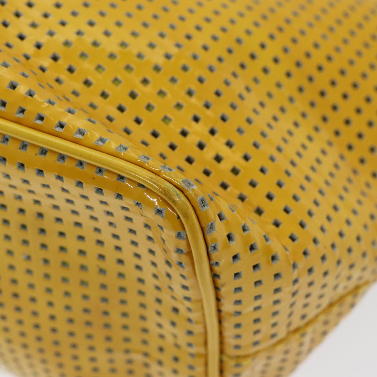 FENDI Hand Bag Enamel Yellow White Silver 85528