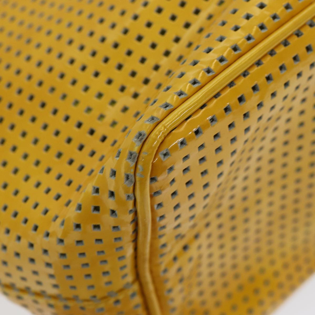 FENDI Hand Bag Enamel Yellow White Silver 85528