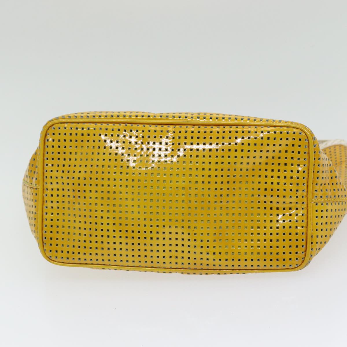 FENDI Hand Bag Enamel Yellow White Silver 85528