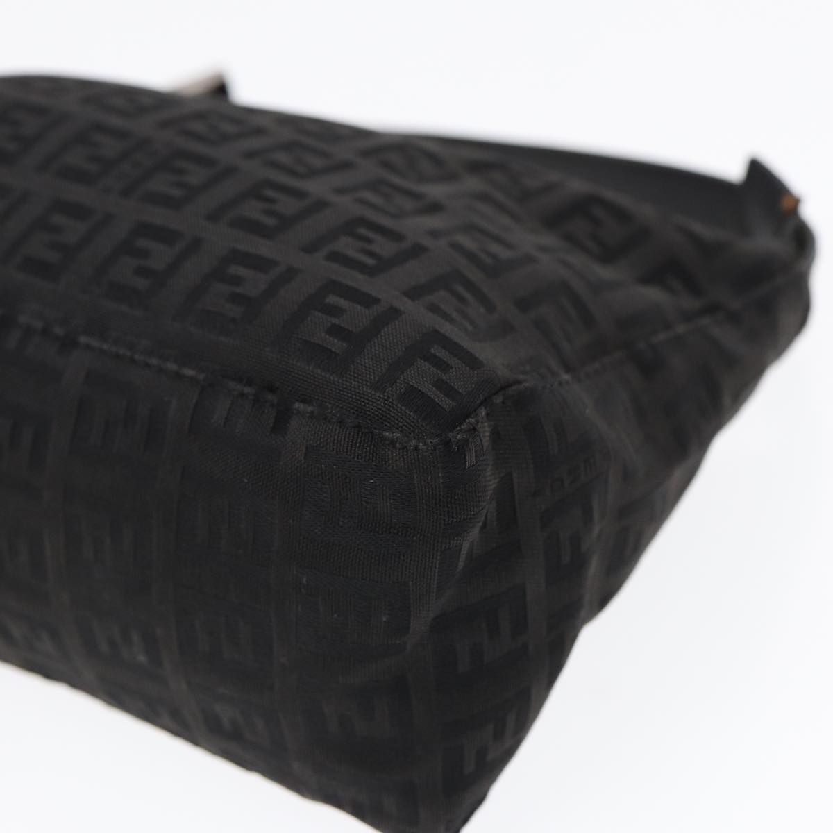 FENDI Zucchino Canvas Hand Pouch Black Silver 85554