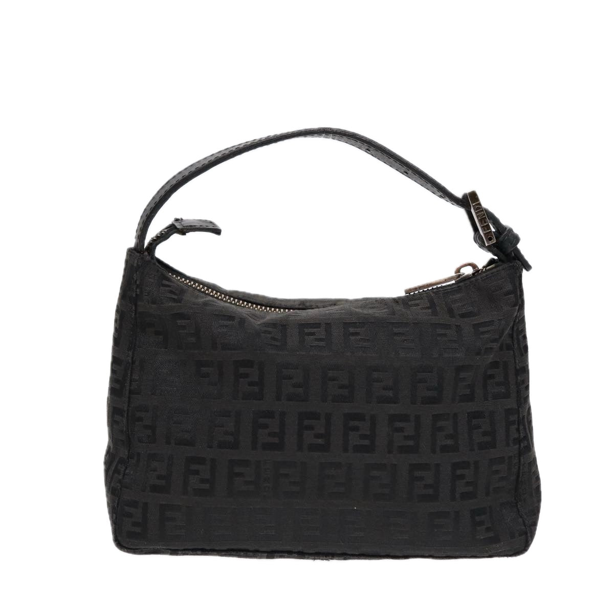 FENDI Zucchino Canvas Hand Pouch Black Silver 85554