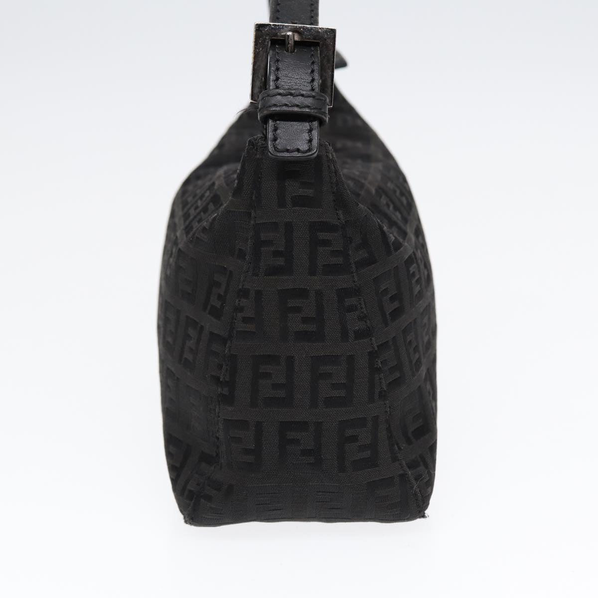 FENDI Zucchino Canvas Hand Pouch Black Silver 85554