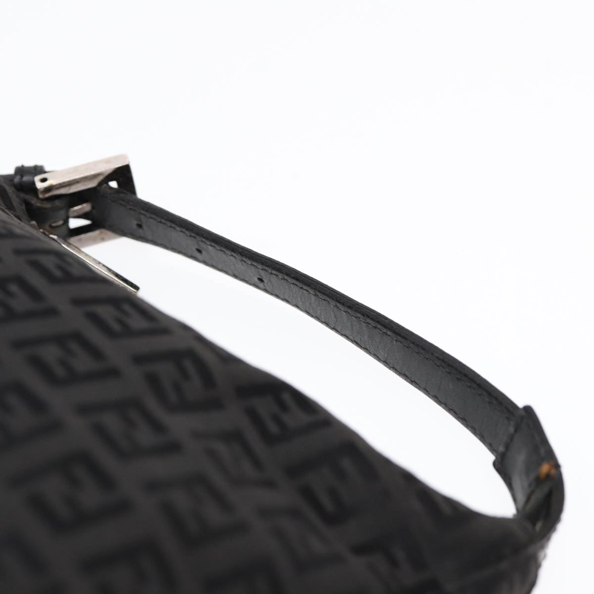 FENDI Zucchino Canvas Hand Pouch Black Silver 85554