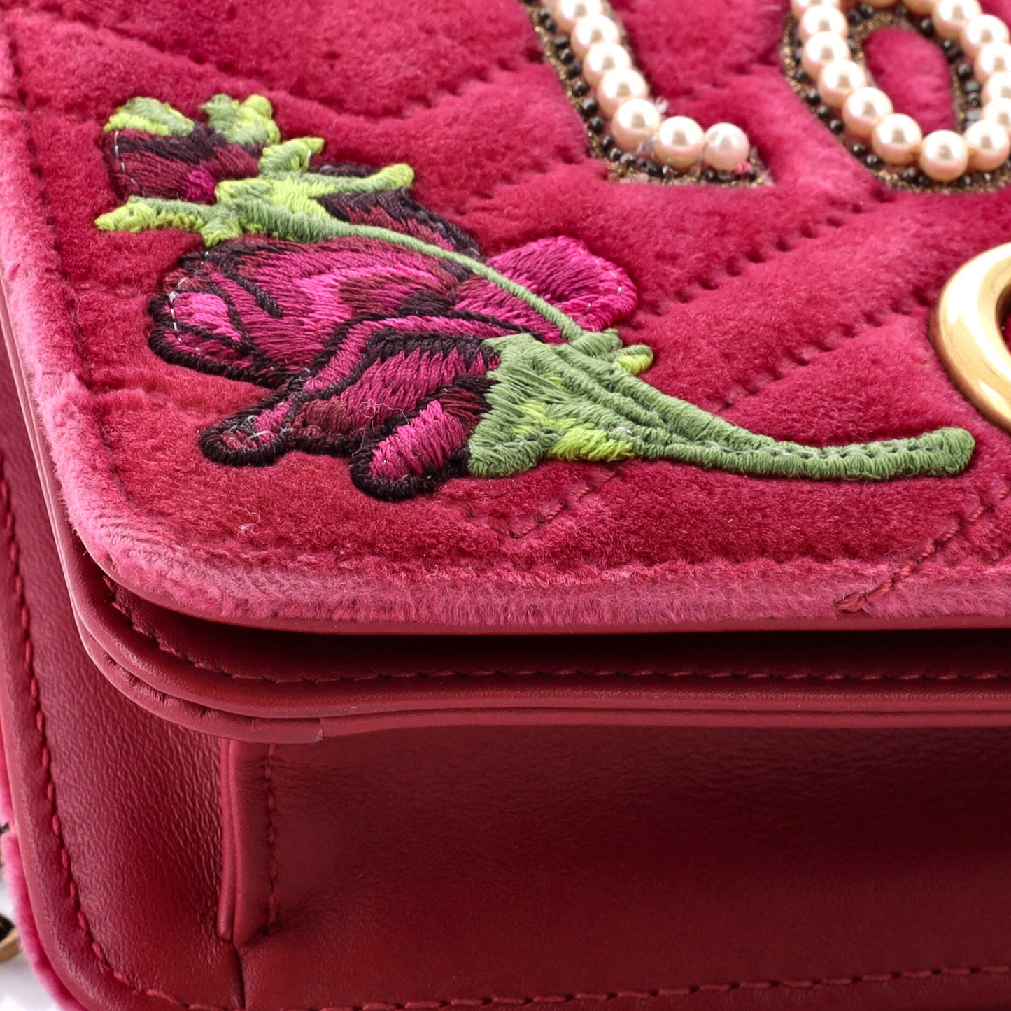 GG Marmont Chain Flap Bag Embroidered Matelasse Velvet Mini