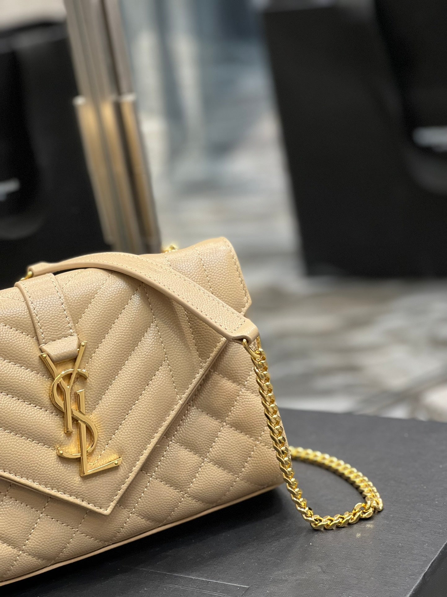 GLAMI Small Bag Dark Beige In Mix Matelasse For Women 8.2in/21cm YSL 600195BOW912721