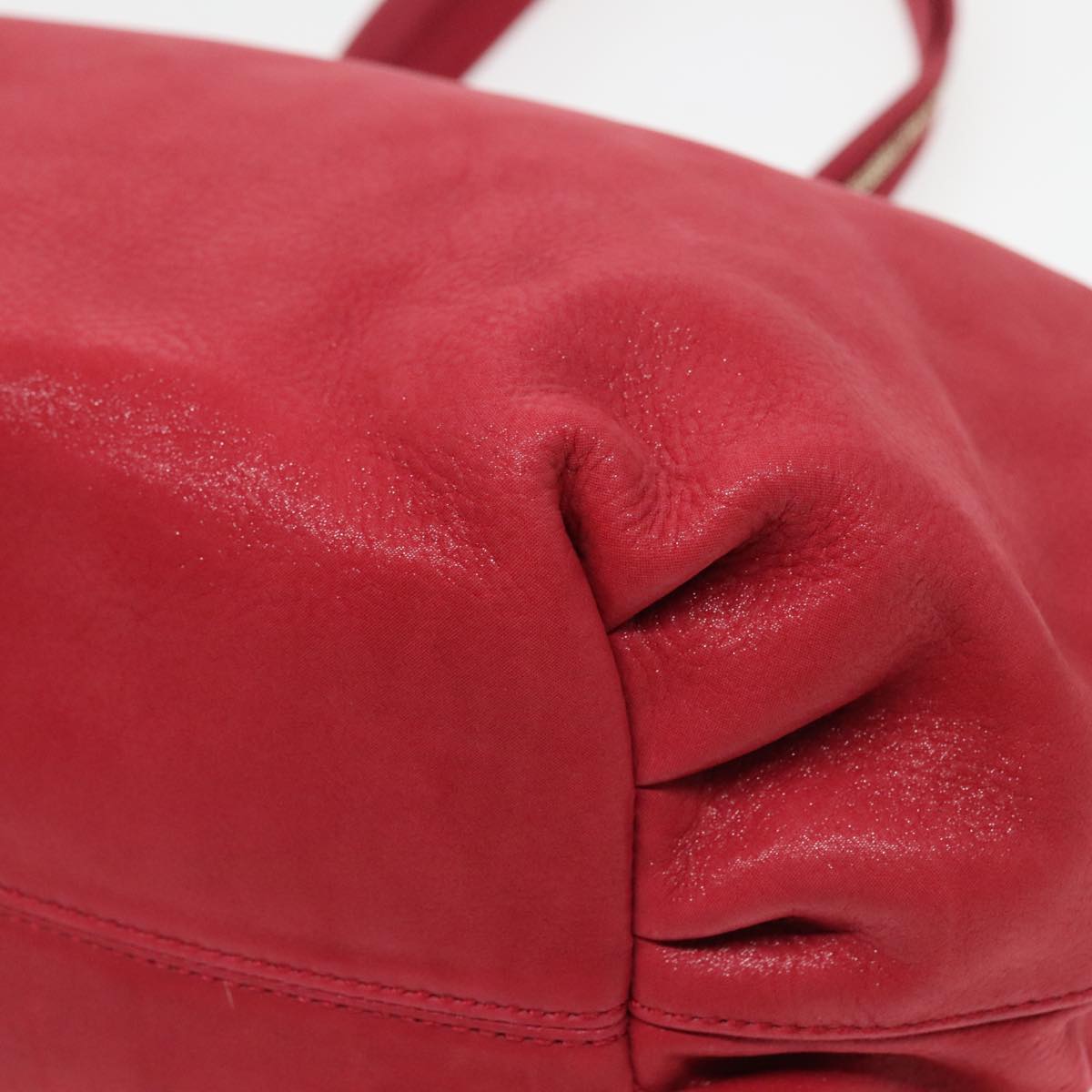 FENDI Tote Bag Leather Gold Red 85774
