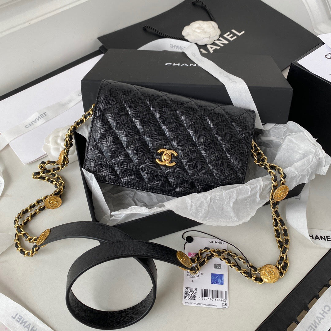 CHL Clutch With Chain Gold Hardware Black For Women Handbags, Shoulder Bags 7.1in/18cm AP2860