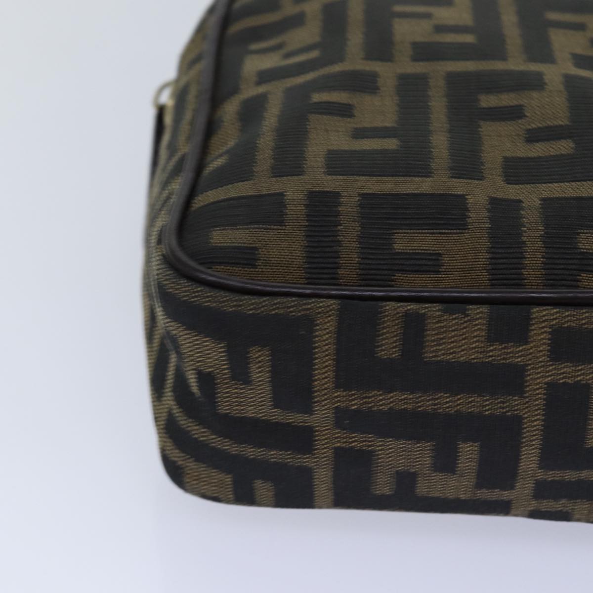 FENDI Zucca Canvas Hand Bag Brown Black gold 85877