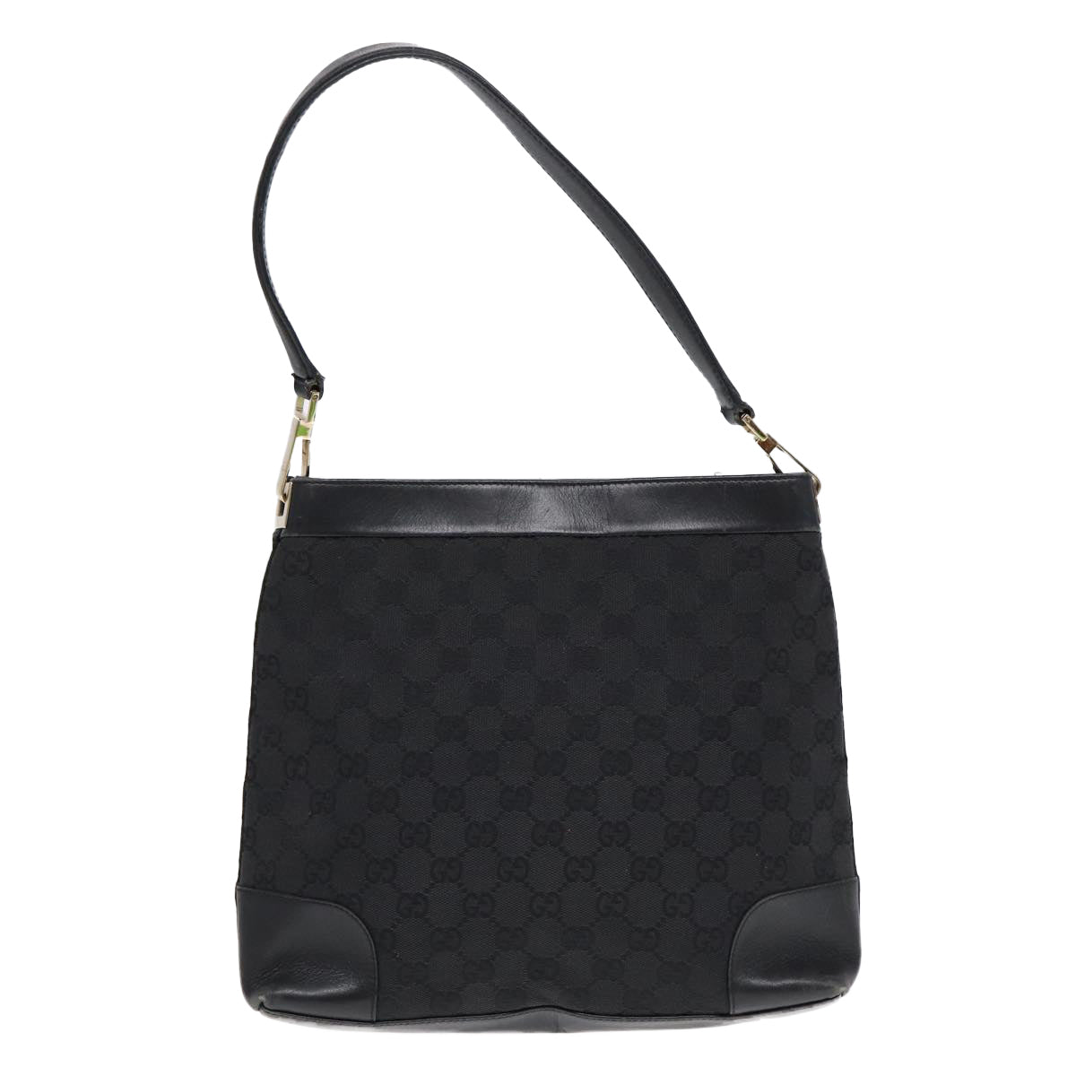 GUCCI GG Canvas Shoulder Bag Black Gold 33900 85998