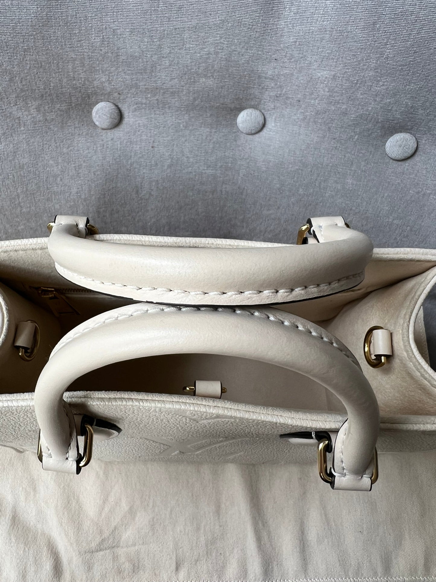 Louis Vuitton On the Go Crème PM Empreinte (RRP £2,380)