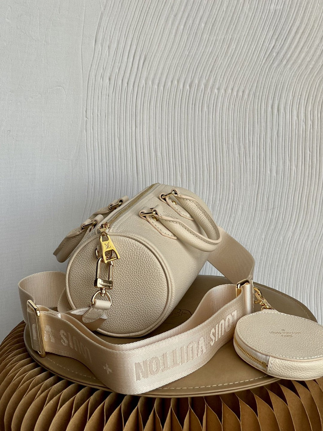 LV Papillon GLAMI Bag In Monogram Empreinte For Women 7.9in/20cm CrÃƒÂ¨me Beige M45994