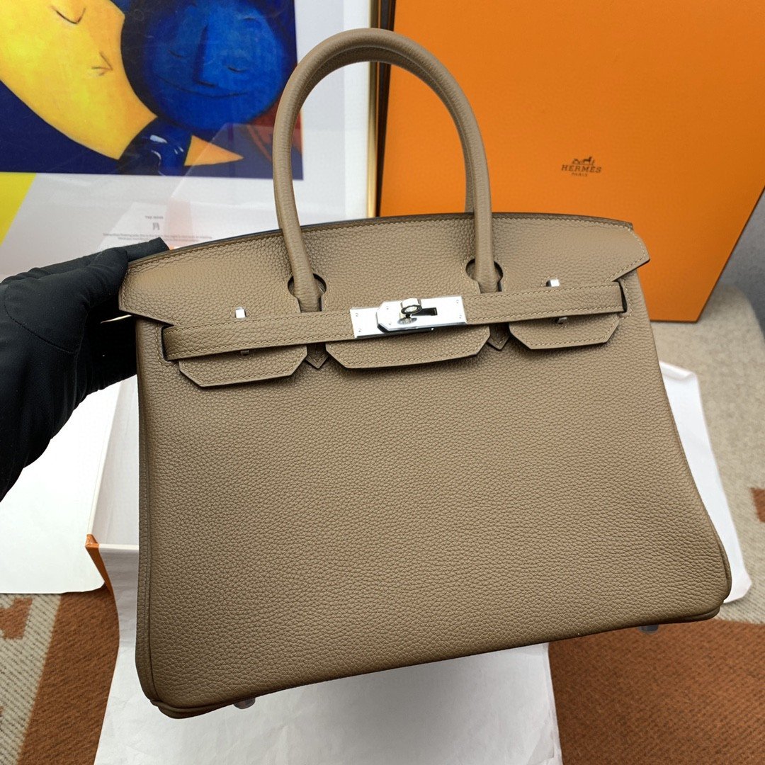 GLAMI Birkin 30 Togo Etoupe Bag Silver Hardware For Women, WomenÃ¢â‚¬â„¢s Handbags 11.8in/30cm