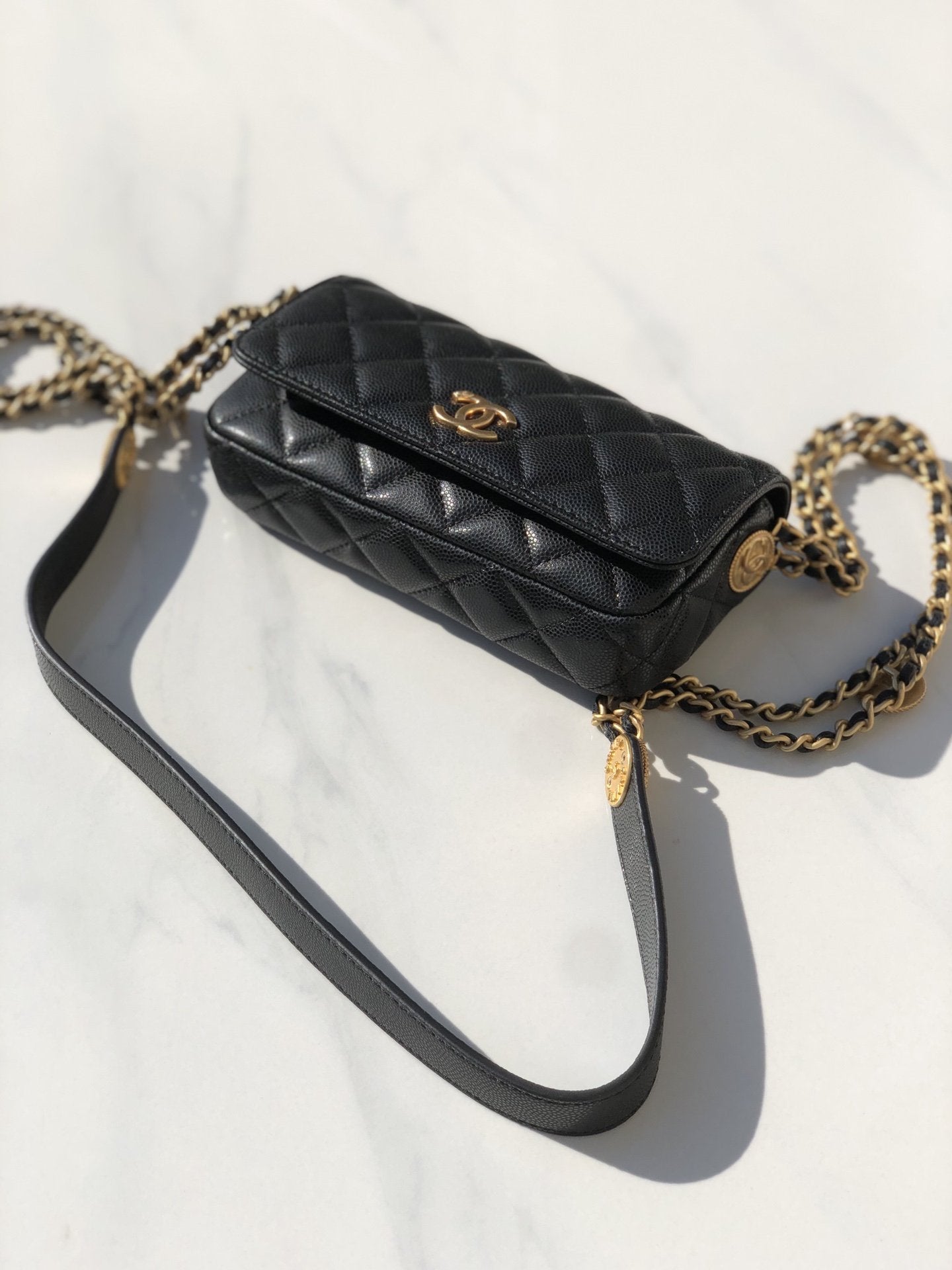 CHLSmall GlamIap Bags Gold Hardware Black For Women Handbags, Shoulder Bags 7.5in/19.2cm