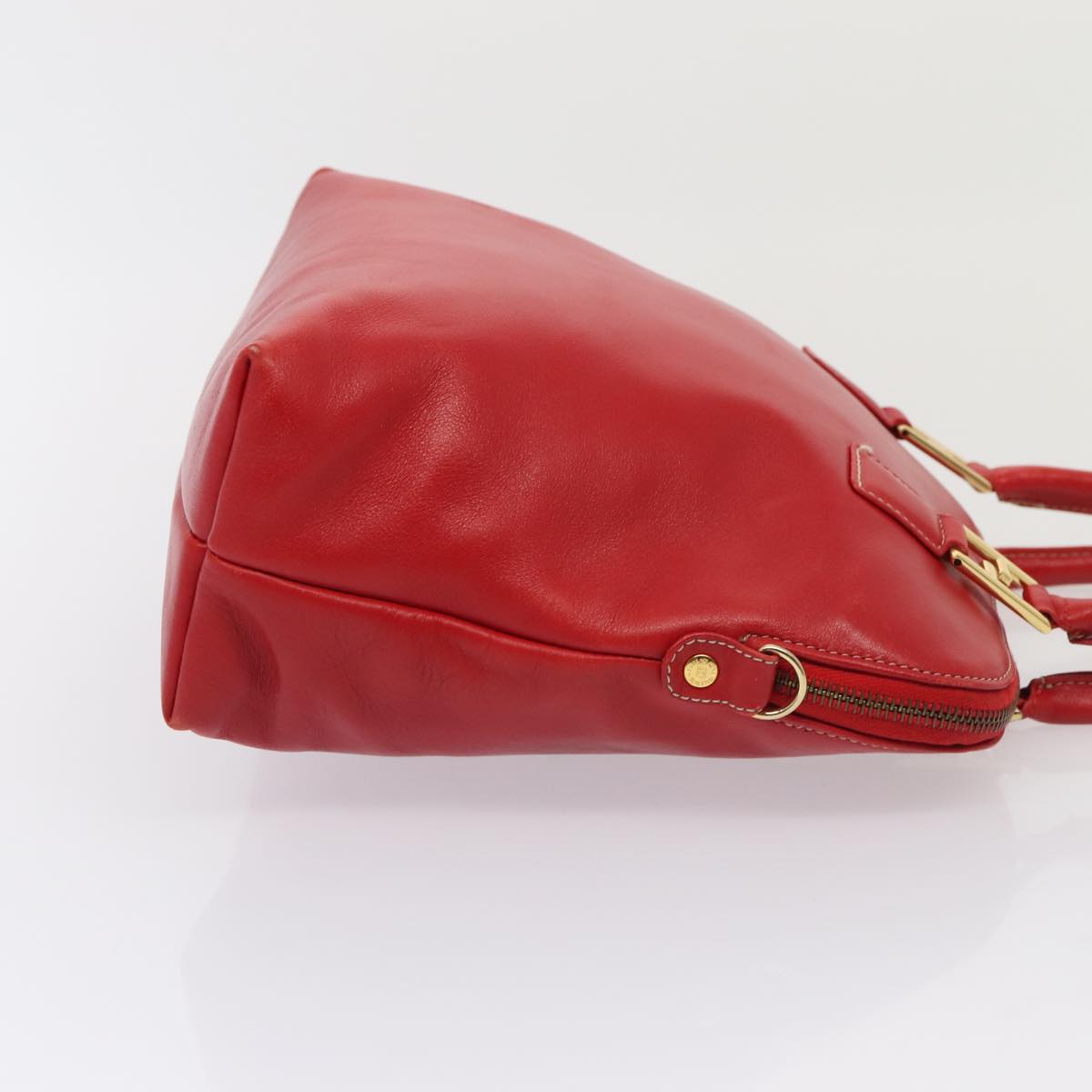 FENDI Hand Bag Leather 2way Red Gold 86044
