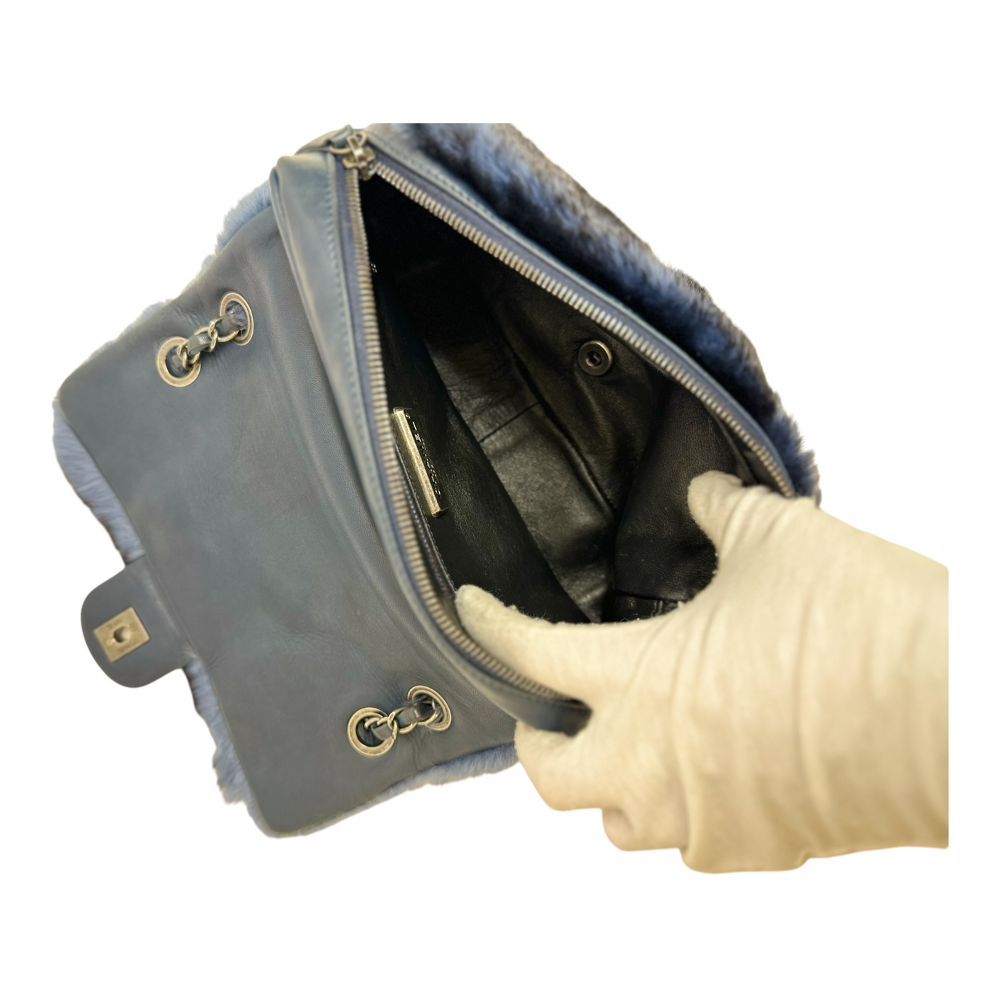 GLM-Rabbit Fur Medium Single Flap Navy