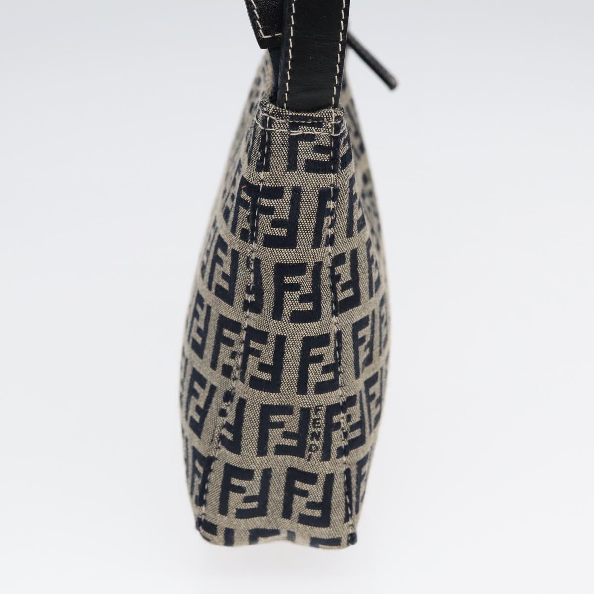 FENDI Zucchino Canvas Hand Bag Navy Silver 86178