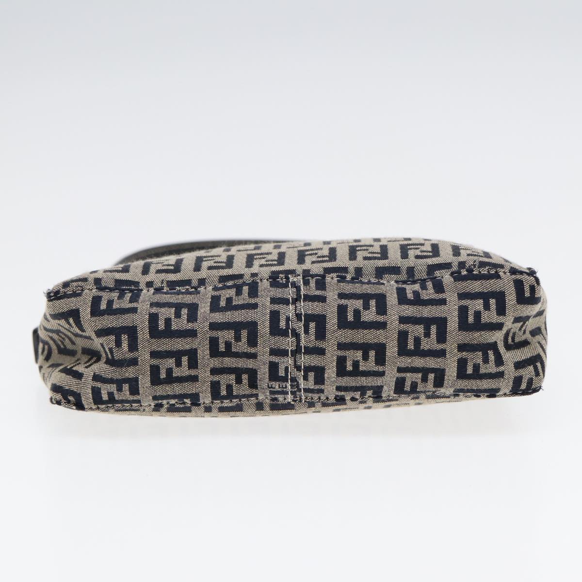 FENDI Zucchino Canvas Hand Bag Navy Silver 86178