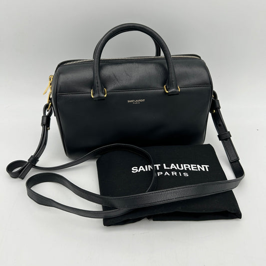 Saint Laurent Black Calfskin Classic Baby Duffle Bag With Strap