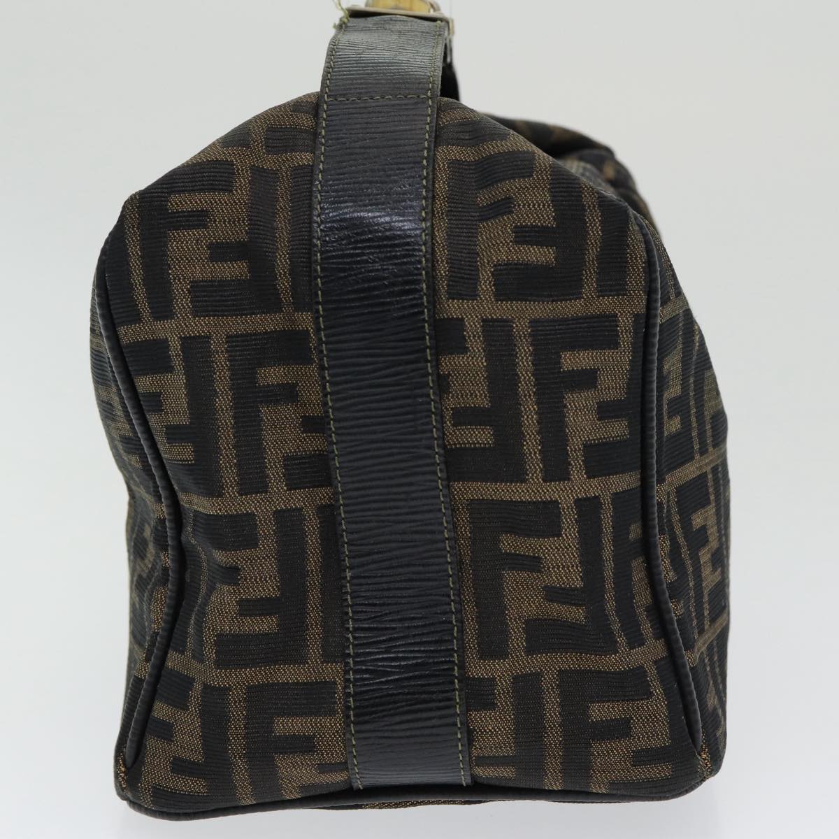 FENDI Zucca Canvas Vanity Pouch Brown Black gold 86218